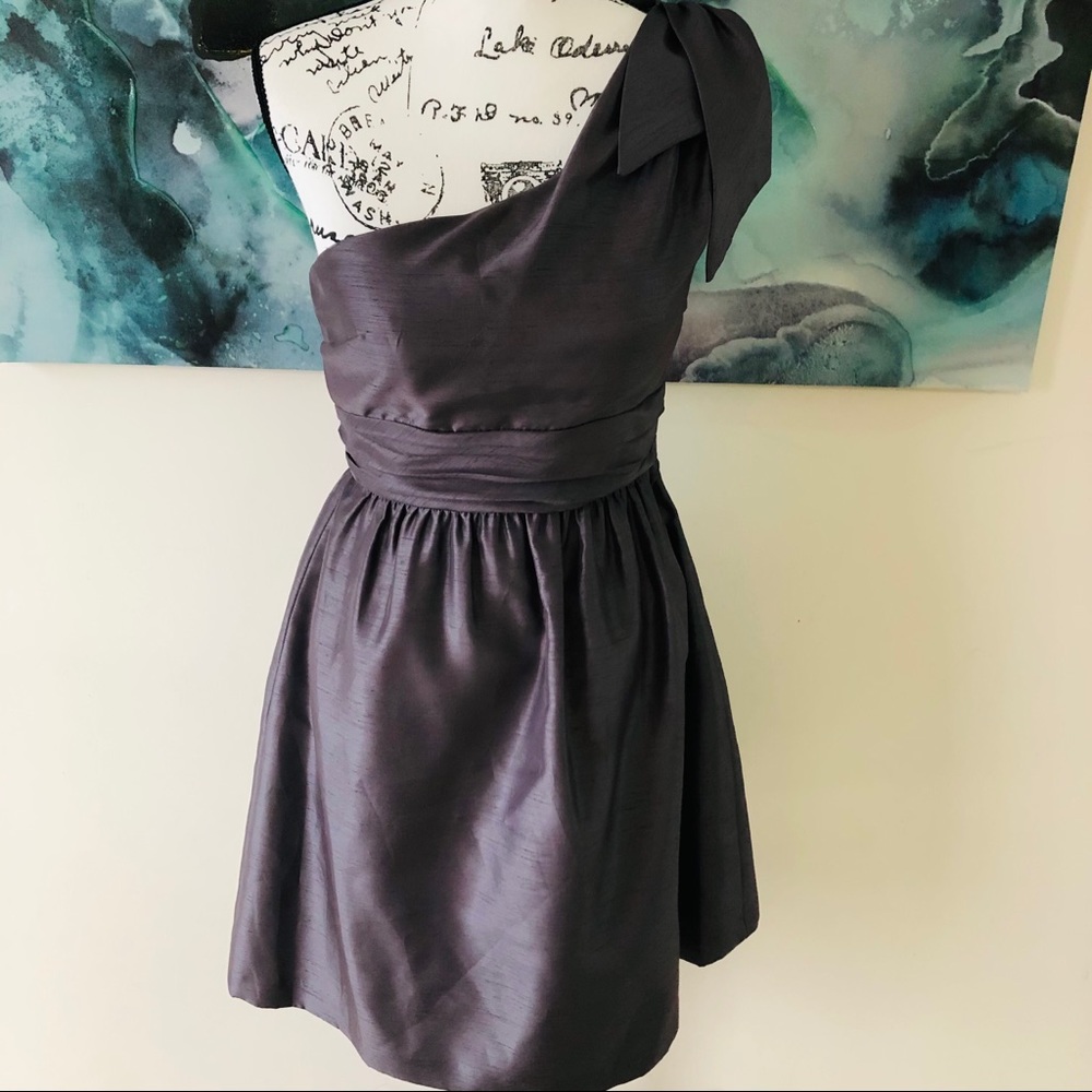 Jenny Yoo One Shoulder Dress in Deep Plum